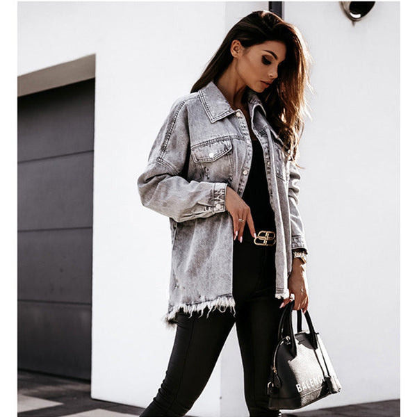 Long sleeve lose denim jacket