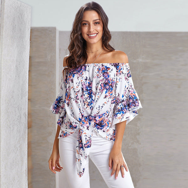 Floral off-shoulder shirt