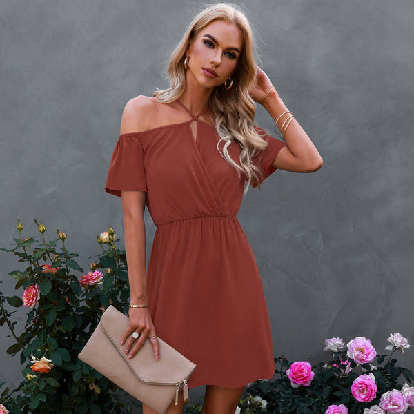 Cold Shoulder Wrap Mini Dress