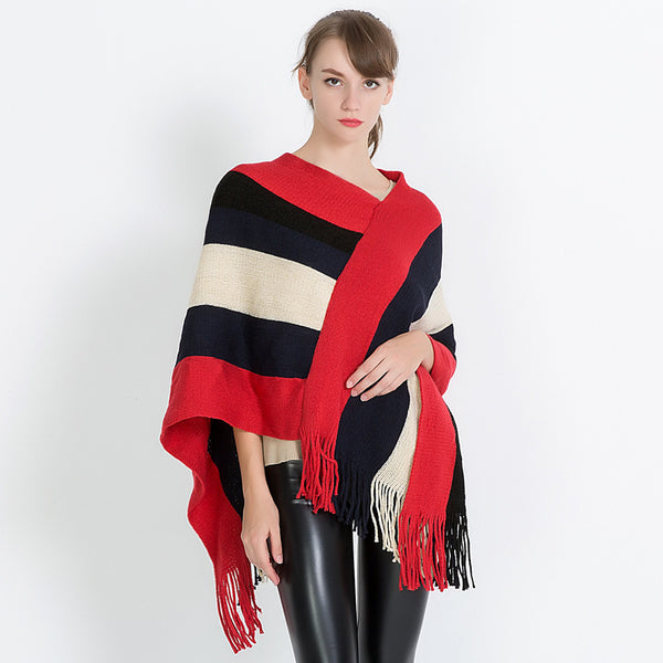 Awning Shawl Women Fashion Stripes Europe And America