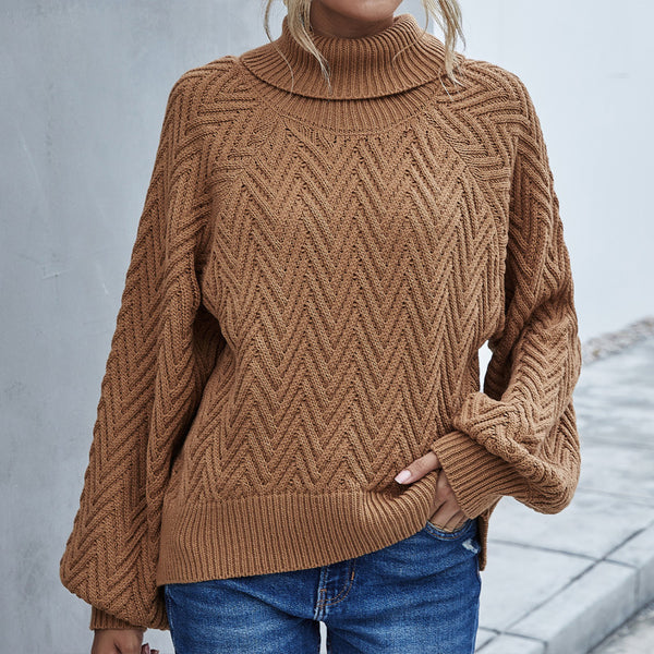 Lantern Sleeve Women's Sweater Turtleneck Sweater