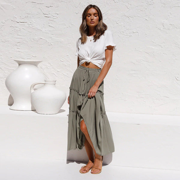 Pleated irregular skirt