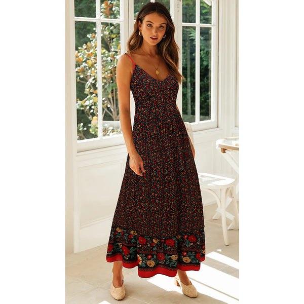 Long spaghetti strap Bohem dress