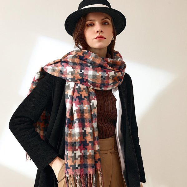 New Plaid Scarf Women Tassel Shawl Fashion