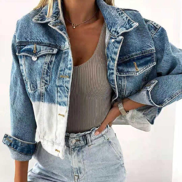 Lapel loose denim jacket