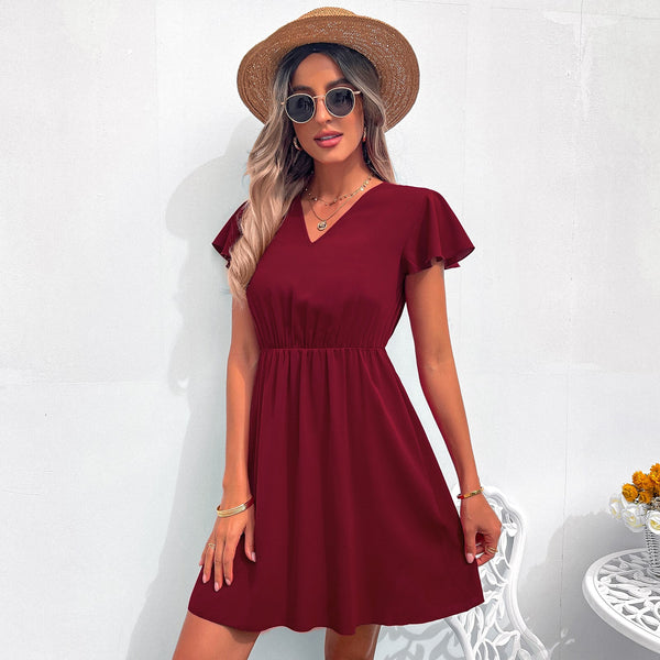 Short Sleeve V-Neck Mini Dress